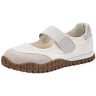 热风运动风玛丽珍鞋2025年冬季新款百搭浅口休闲鞋户外厚底女鞋子