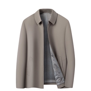 商务行政外套男士常规款翻领拉链中年爸爸2025新款高端休闲夹克衫
