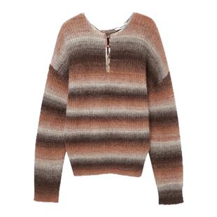 MEDIUM WELL 2025秋冬新款苏丽羊驼毛渐变飘带毛衣设计感慵懒上衣