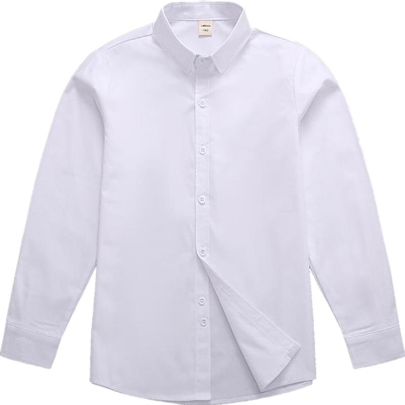 白色表演学生短袖夏季校服薄装儿童纯棉白衬衫小男孩长袖春秋衬衣