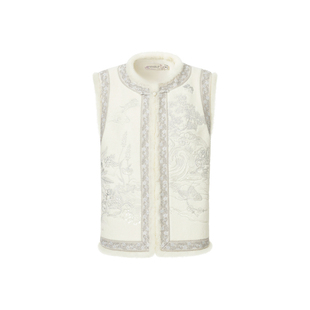 【云锦研究所联名】VGRASS26春新款水貂毛边皇室婴驼新中式马甲女