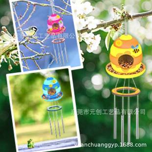 跨境新品 bird木质蜂鸟巢鸟实木喂器屋水滴形庭院户外翠鸟风铃蛋形