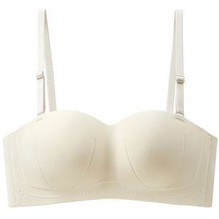 无肩带半杯内衣女小胸聚拢防滑隐形抹胸蕾丝罗丽丝无钢圈文胸薄款