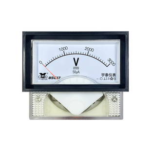 85C17直流高压电压表3000v输入50uA指针式千伏表开孔尺寸38X68mm