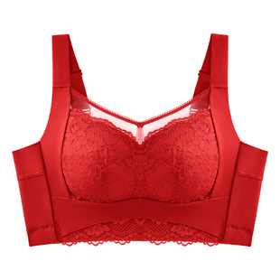 千奈美本命年内衣女大码胖mm大胸显小薄款2025属马年大红色文胸