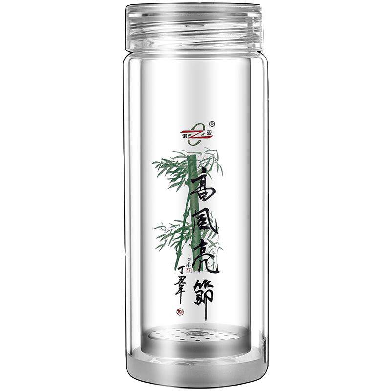诺亚玻璃带盖真空男士办公口杯