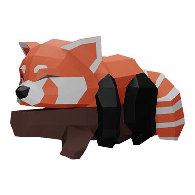 午安小熊猫红色九节卧室立体纸模