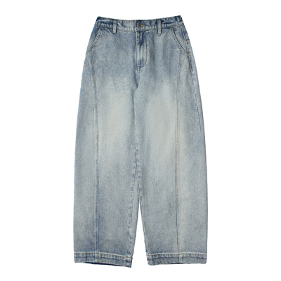 400G重磅浅蓝色水洗牛仔长裤
