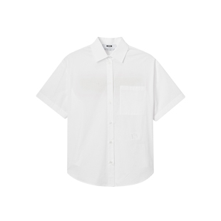 IT MSGM女装短袖衬衫新款时尚设计感背面开叉纯色衬衣E07315AO