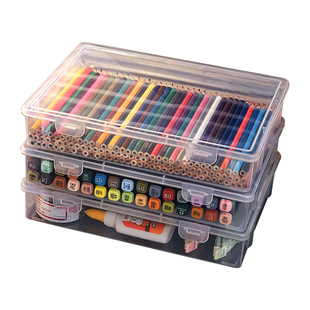 文具收纳盒大容量桌面叠加学生杂物整理盒儿童马克笔水彩笔铅笔盒