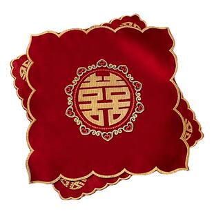 结婚红手绢新娘陪嫁抛洒喜字刺绣手帕回礼换喜小方巾手拿婚庆用品