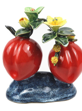 陶瓷家居吉祥物中式客厅桃子摆件