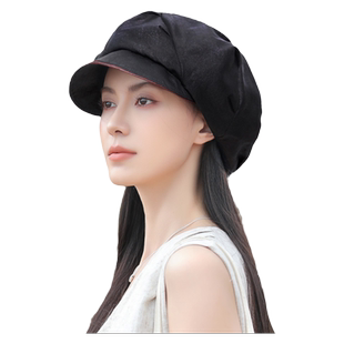 宏达新中式香云纱帽子女2025新款春夏季真丝云朵八角帽遮阳防晒帽