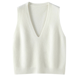 深V领针织马甲女100纯羊毛新款叠穿百搭坎肩毛衣外搭羊绒大V背心