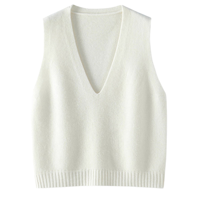 深V领针织马甲女100纯羊毛新款