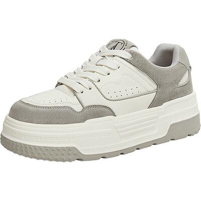 TATA他她撞色厚底板鞋女鞋春季新款透气休闲小白鞋女鞋子SND01AM5