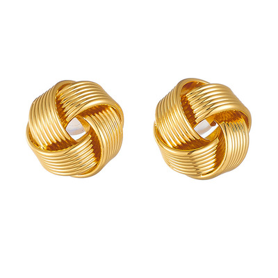 WEARRING 适合夏天的耳环精致小巧镂空线条扭花高级感麻花耳钉22k