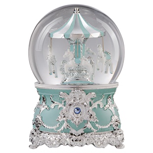 JARLL赞尔水晶球音乐盒旋转木马自喷八音盒生日礼物告白送女友