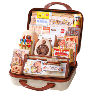 得力文具套装礼盒幼儿园入学礼物一年级小学生学习用品卡皮巴拉抱抱桶高颜值生日礼物幼儿园开学礼袋伴手礼