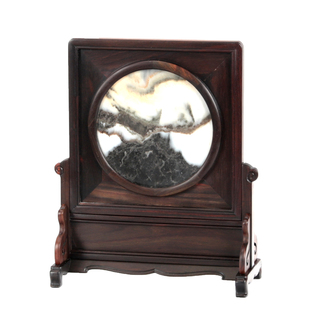 实木老挝大红酸枝大理石山水台屏大叶紫檀木屏风玄关装饰中堂摆件