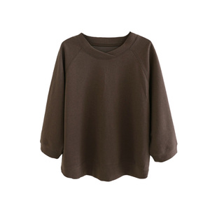 韩国东大门2026春季新款气质显瘦百搭上衣七分袖交叉V领T恤短款女