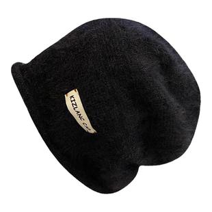 宽松版大头围堆堆帽女款秋冬季针织保暖毛线帽显脸小包头护耳冷帽