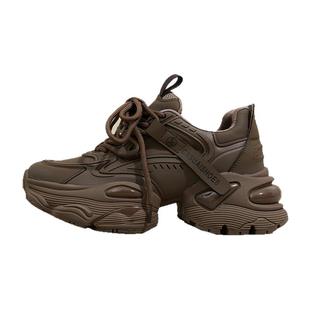 厚底加绒老爹鞋女款2026新款春季棕色鞋子内增高女鞋休闲运动鞋