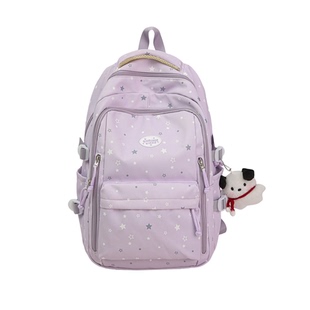 韩系慵懒风书包初中女生大容量多隔层学生双肩包高颜值书包女生