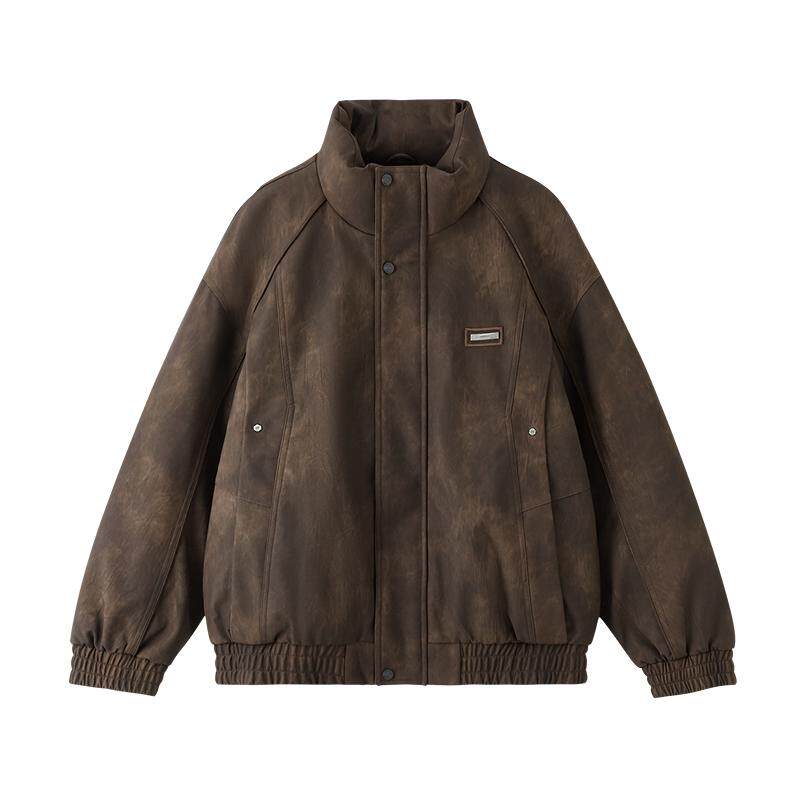 三福2025冬季新款羽绒服男PU立领宽松休闲加厚保暖外套潮505319