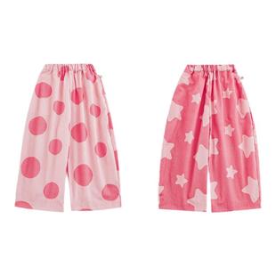 幼悠女童星星波点数码印花休闲裤春秋萌趣可爱柔软透气宽松裤子潮