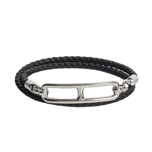 欧美风经典编织皮绳两圈手镯情侣朋克双层手链项链choker短链