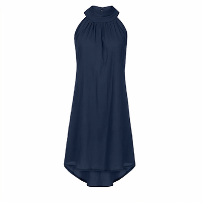 女士宽松挂脖拼接女装连衣裙