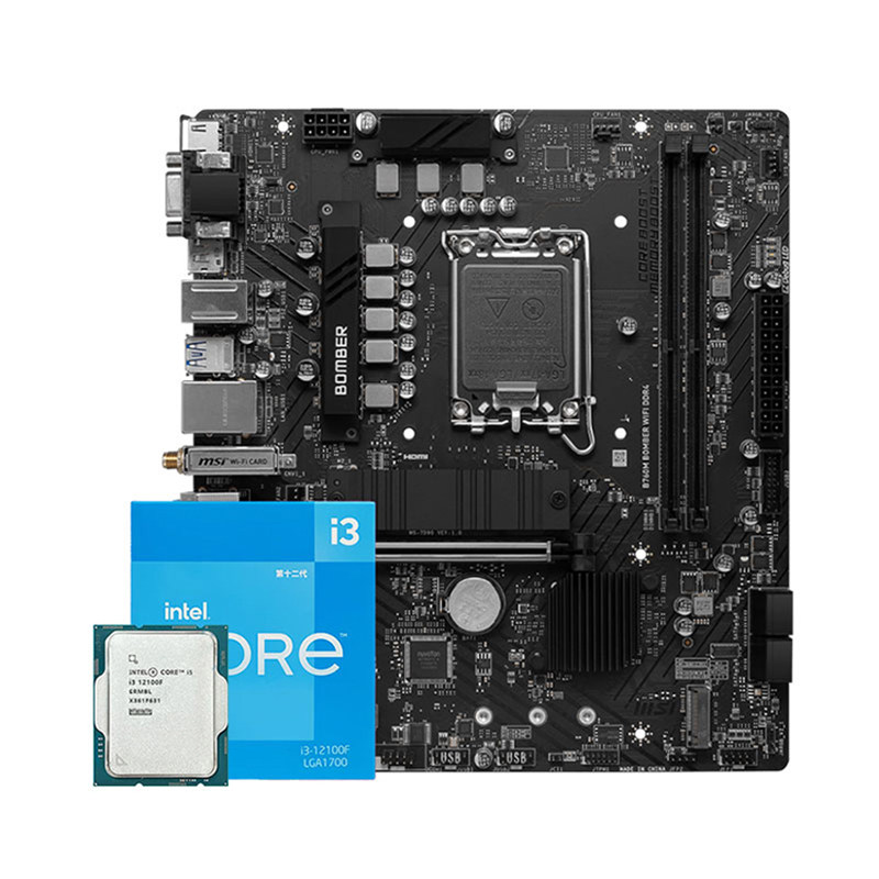 英特尔i3-12100F全新散片CPU 搭微星 铭瑄H610M B760M D4主板套装