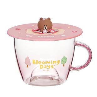 LINE FRIENDS大容量玻璃杯家用女牛奶杯带盖碗水杯带把手咖啡杯子