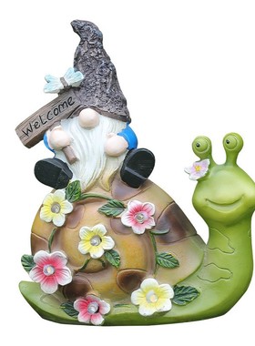 太阳能蜗牛精灵欢迎灯牌装饰摆件