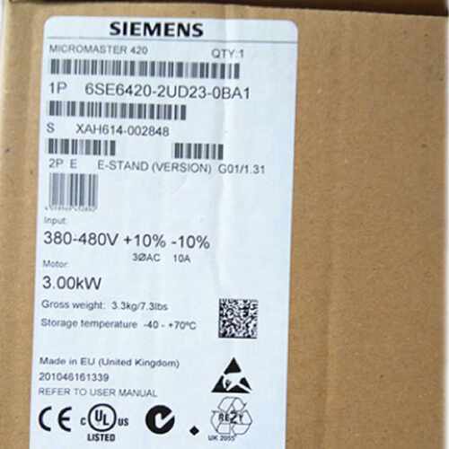 议价6SE6420-2UD23-0BA1西门子420变频器3KW 6SE64202UD230BA1