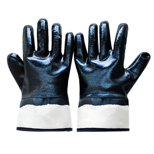 12双防油防滑耐磨劳保手套蓝丁大口丁晴胶全浸胶电焊工业机械手套