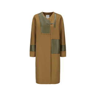 AtelierMissLu【暮冬黄昏】几何拼接拼接直身绵羊毛大衣