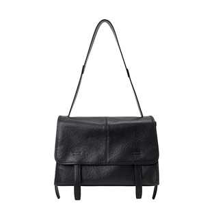 南风Chio2nd 头层牛皮暖阳学院邮差包包女黑色极简百搭单肩斜挎包