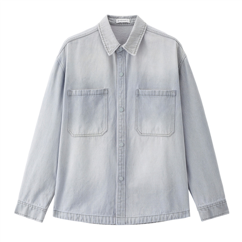 佐丹奴设计师款翻领牛仔夹克男新款水洗宽松牛仔衬衫外套18075806