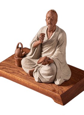 古代历史人物茶圣陆羽伯牙摆件