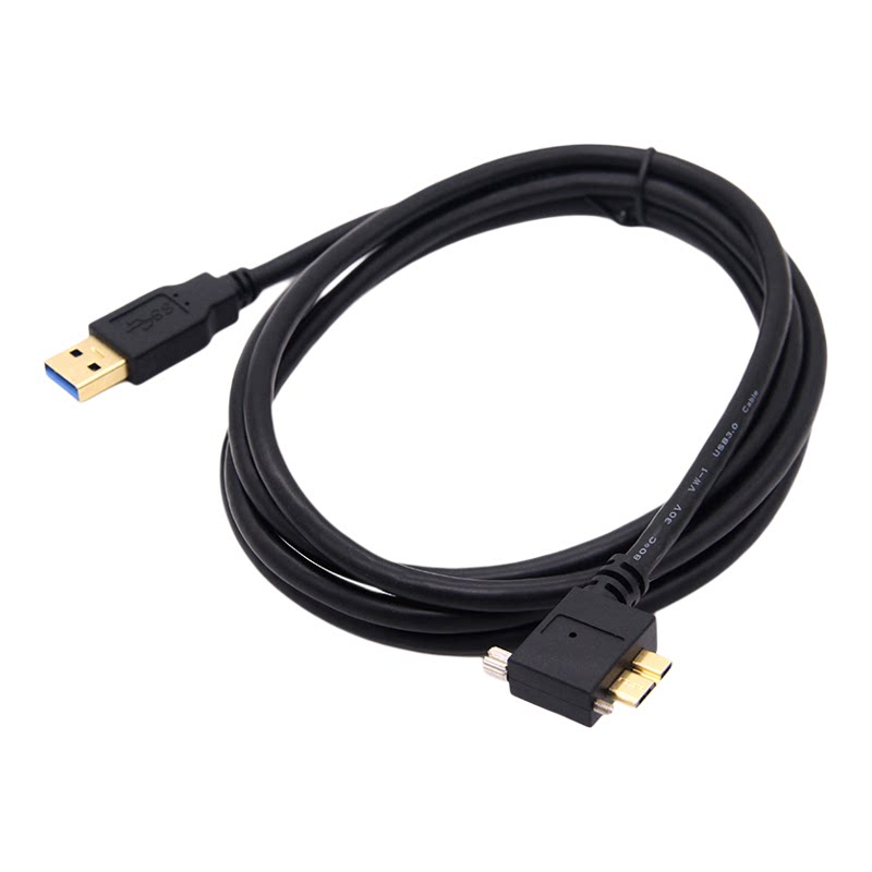 弯头工业相机数据线USB3.0转Micro B上下左右弯带螺丝锁高速5Gbps