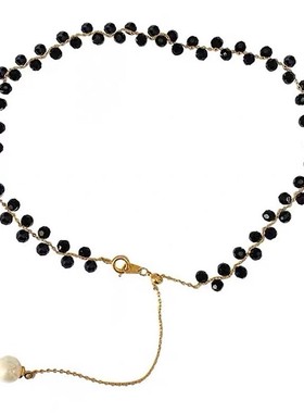 轻奢高级感日韩时尚黑色锆石项链