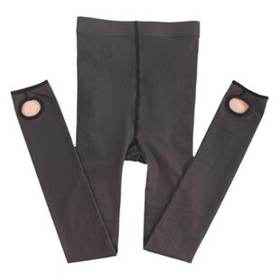 黑丝打底裤加绒假透肉连袜裤女秋冬光腿神器单层一体水光袜踩脚裤