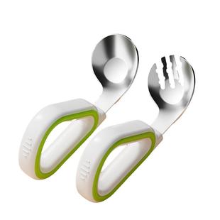 316L宝宝自主进食勺子婴儿学吃饭儿童不锈钢餐具辅食元宝训练勺叉