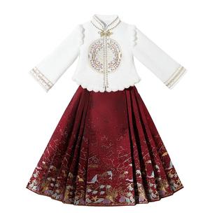 马面裙女童冬装套装过年服冬款2025新款儿童汉服冬季喜庆风拜年服