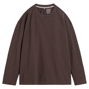 马登工装新疆纯棉长袖T恤纯色内搭打底白色重磅高克重体恤男秋季