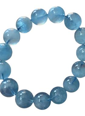 天然冰透云母星光蓝色海蓝宝手链