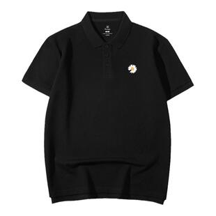 夏季polo衫男短袖t恤翻领小雏菊潮牌大码男装胖子加肥加大上衣薄