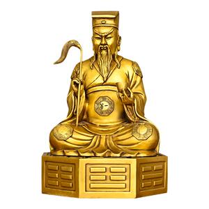 纯铜六壬先师铜像摆件李淳风坐像